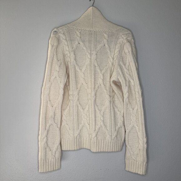 Vintage 90s Paul James Cream Wool Shawl Collar Cardigan Sweater | Size M/L - Picture 8 of 10